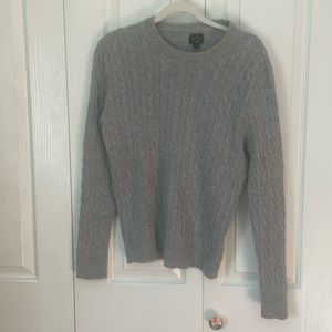 Gray cashmere cable knit sweater